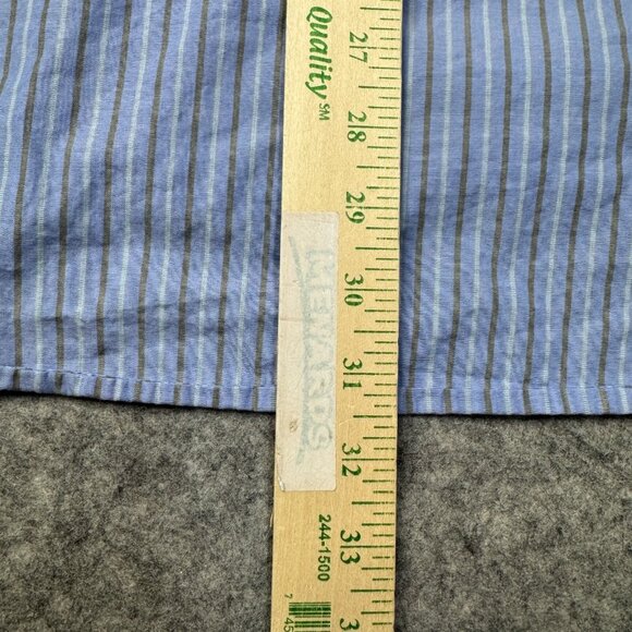 Lacoste Dress Shirt Mens 2XL Size 46 Blue Brown Striped Button Up Logo Pocket - Picture 7 of 9